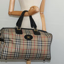 Burberrys Nova Check Boston Bag Canvas Beige Gold Auth 132261-19