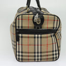 Burberrys Nova Check Boston Bag Canvas Beige Gold Auth 132261-3