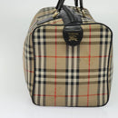 Burberrys Nova Check Boston Bag Canvas Beige Gold Auth 132261-4