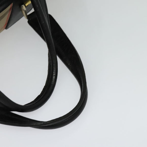 Burberrys Nova Check Boston Bag Canvas Beige Gold Auth 132261