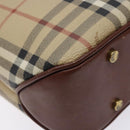 BURBERRY Nova Check Hand Bag PVC Beige Gold Auth 132262-14