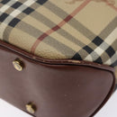 BURBERRY Nova Check Hand Bag PVC Beige Gold Auth 132262-15