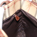 BURBERRY Nova Check Hand Bag PVC Beige Gold Auth 132262-17