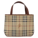 BURBERRY Nova Check Hand Bag PVC Beige Gold Auth 132262-13