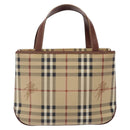 BURBERRY Nova Check Hand Bag PVC Beige Gold Auth 132262-2