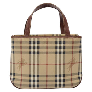 BURBERRY Nova Check Hand Bag PVC Beige Gold Auth 132262 - 0