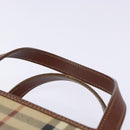 BURBERRY Nova Check Hand Bag PVC Beige Gold Auth 132262-8