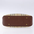BURBERRY Nova Check Hand Bag PVC Beige Gold Auth 132262-5