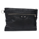BALENCIAGA Classic Clip M Clutch Bag Leather Black Silver 273022 Auth 132272-1