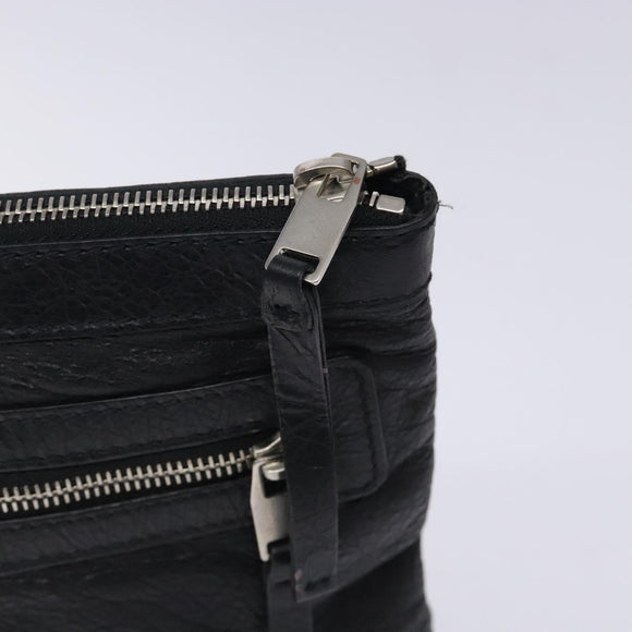 BALENCIAGA Classic Clip M Clutch Bag Leather Black Silver 273022 Auth 132272