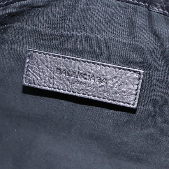 BALENCIAGA Classic Clip M Clutch Bag Leather Black Silver 273022 Auth 132272