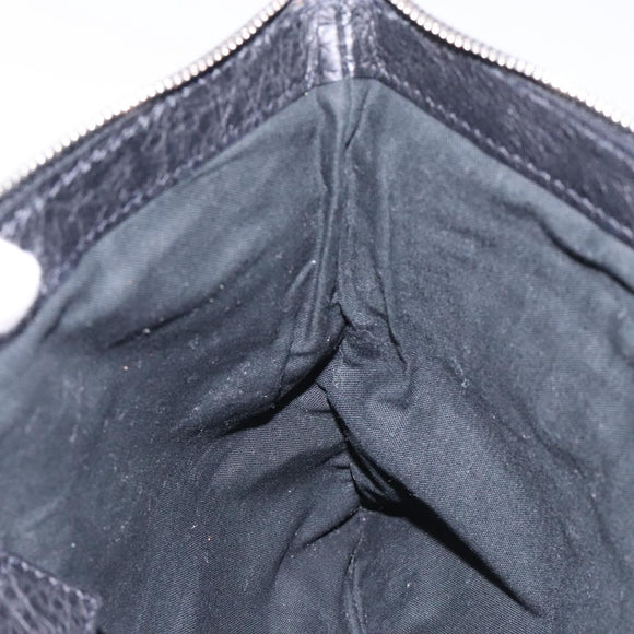 BALENCIAGA Classic Clip M Clutch Bag Leather Black Silver 273022 Auth 132272