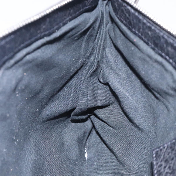 BALENCIAGA Classic Clip M Clutch Bag Leather Black Silver 273022 Auth 132272