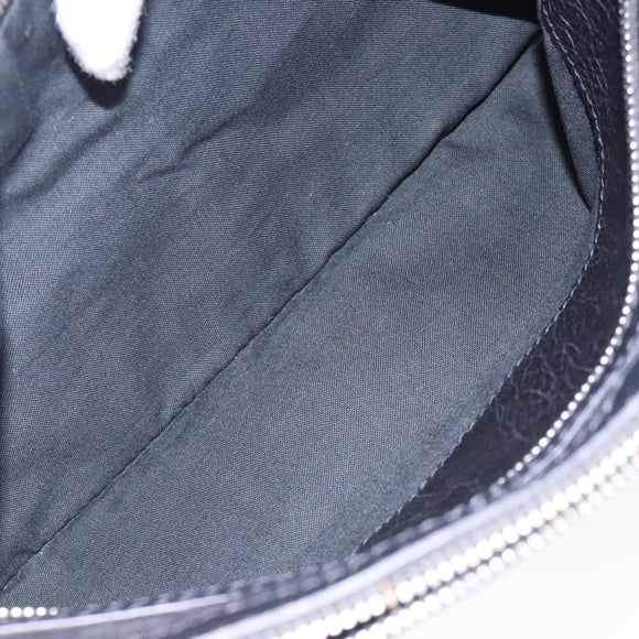 BALENCIAGA Classic Clip M Clutch Bag Leather Black Silver 273022 Auth 132272