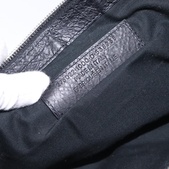 BALENCIAGA Classic Clip M Clutch Bag Leather Black Silver 273022 Auth 132272