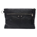 BALENCIAGA Classic Clip M Clutch Bag Leather Black Silver 273022 Auth 132272-2