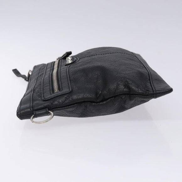 BALENCIAGA Classic Clip M Clutch Bag Leather Black Silver 273022 Auth 132272