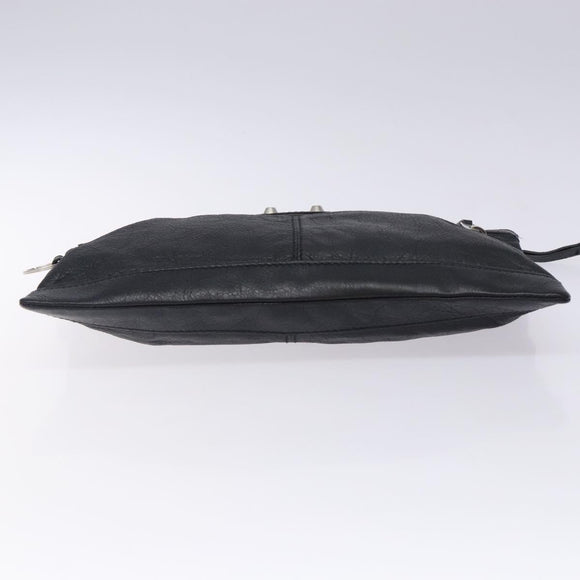 BALENCIAGA Classic Clip M Clutch Bag Leather Black Silver 273022 Auth 132272