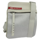 PRADA Sports Shoulder Bag Cotton Silver Auth 132275-1