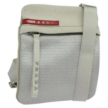 PRADA Sports Shoulder Bag Cotton Silver Auth 132275