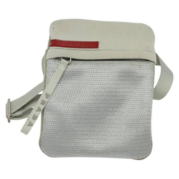 PRADA Sports Shoulder Bag Cotton Silver Auth 132275