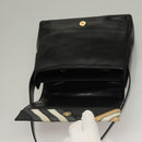 BURBERRY Nova Check Shoulder Bag Leather Black Gold Auth 132286-14