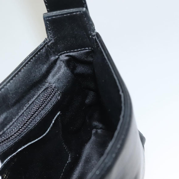 BURBERRY Nova Check Shoulder Bag Leather Black Gold Auth 132286