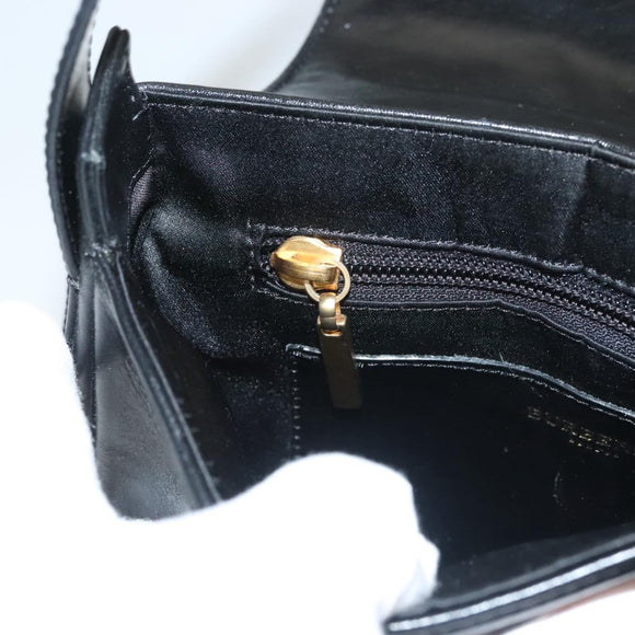 BURBERRY Nova Check Shoulder Bag Leather Black Gold Auth 132286