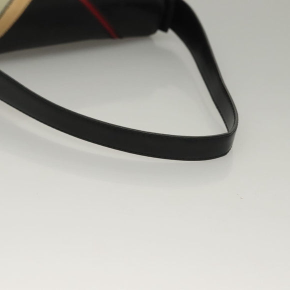 BURBERRY Nova Check Shoulder Bag Leather Black Gold Auth 132286