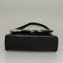 BURBERRY Nova Check Shoulder Bag Leather Black Gold Auth 132286-9