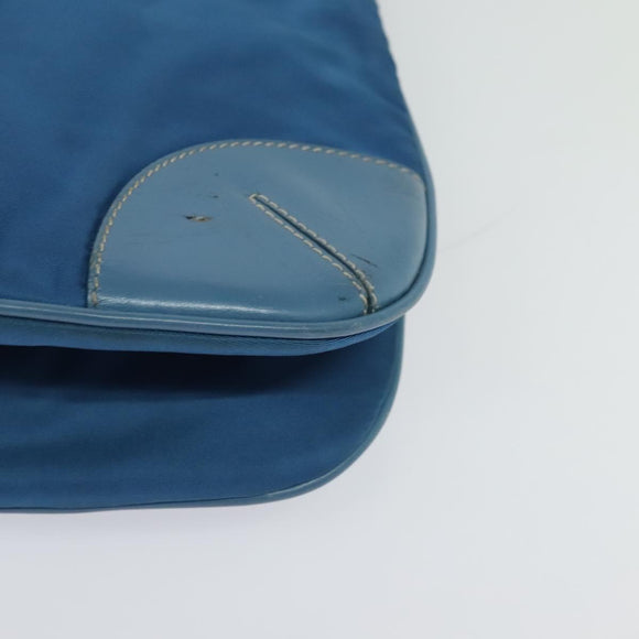 PRADA Shoulder Bag Nylon Blue Silver Auth 132289