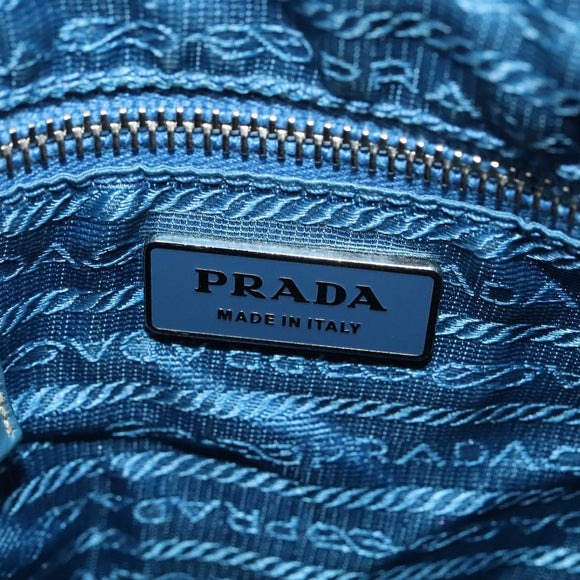PRADA Shoulder Bag Nylon Blue Silver Auth 132289
