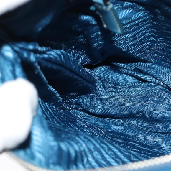 PRADA Shoulder Bag Nylon Blue Silver Auth 132289