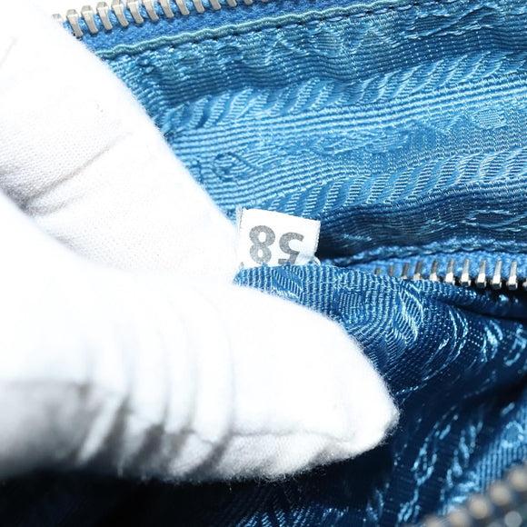 PRADA Shoulder Bag Nylon Blue Silver Auth 132289