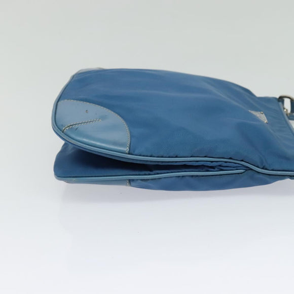 PRADA Shoulder Bag Nylon Blue Silver Auth 132289