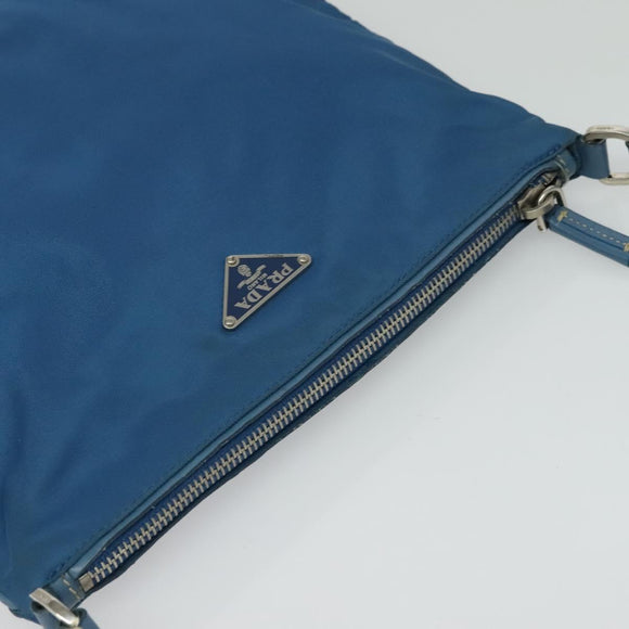 PRADA Shoulder Bag Nylon Blue Silver Auth 132289