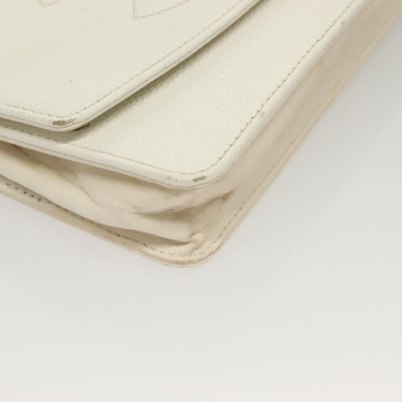 CHANEL COCO Mark Chain Wallet Caviar Skin White CC Auth 132293