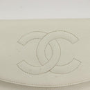CHANEL COCO Mark Chain Wallet Caviar Skin White CC Auth 132293-18