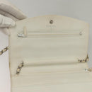 CHANEL COCO Mark Chain Wallet Caviar Skin White CC Auth 132293-19