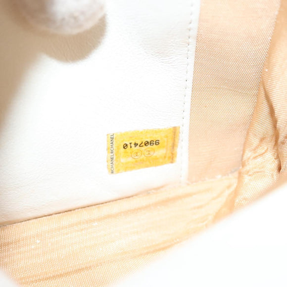 CHANEL COCO Mark Chain Wallet Caviar Skin White CC Auth 132293