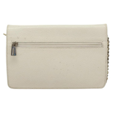 CHANEL COCO Mark Chain Wallet Caviar Skin White CC Auth 132293 - 0