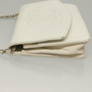 CHANEL COCO Mark Chain Wallet Caviar Skin White CC Auth 132293-4