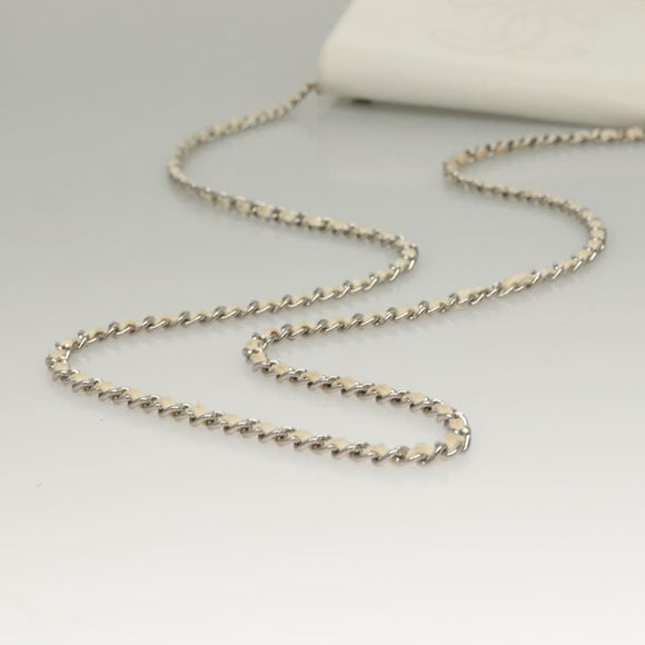 CHANEL COCO Mark Chain Wallet Caviar Skin White CC Auth 132293