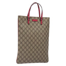 GUCCI GG Supreme Hand Bag PVC Beige Silver 117551 Auth 132297-1