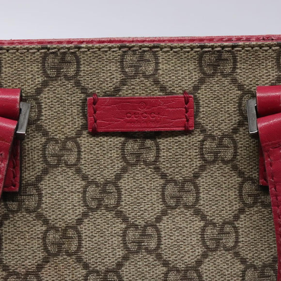 GUCCI GG Supreme Hand Bag PVC Beige Silver 117551 Auth 132297