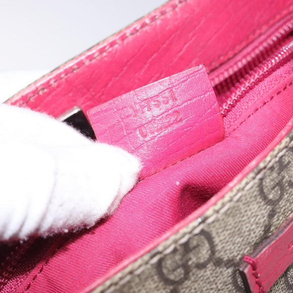 GUCCI GG Supreme Hand Bag PVC Beige Silver 117551 Auth 132297