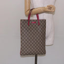 GUCCI GG Supreme Hand Bag PVC Beige Silver 117551 Auth 132297-21
