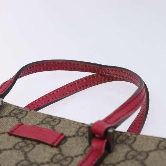 GUCCI GG Supreme Hand Bag PVC Beige Silver 117551 Auth 132297