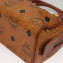 MCM Logogram Vicetos Mini Boston Bag PVC Leather 2way Brown Gold Auth 132305-14