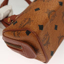 MCM Logogram Vicetos Mini Boston Bag PVC Leather 2way Brown Gold Auth 132305-15